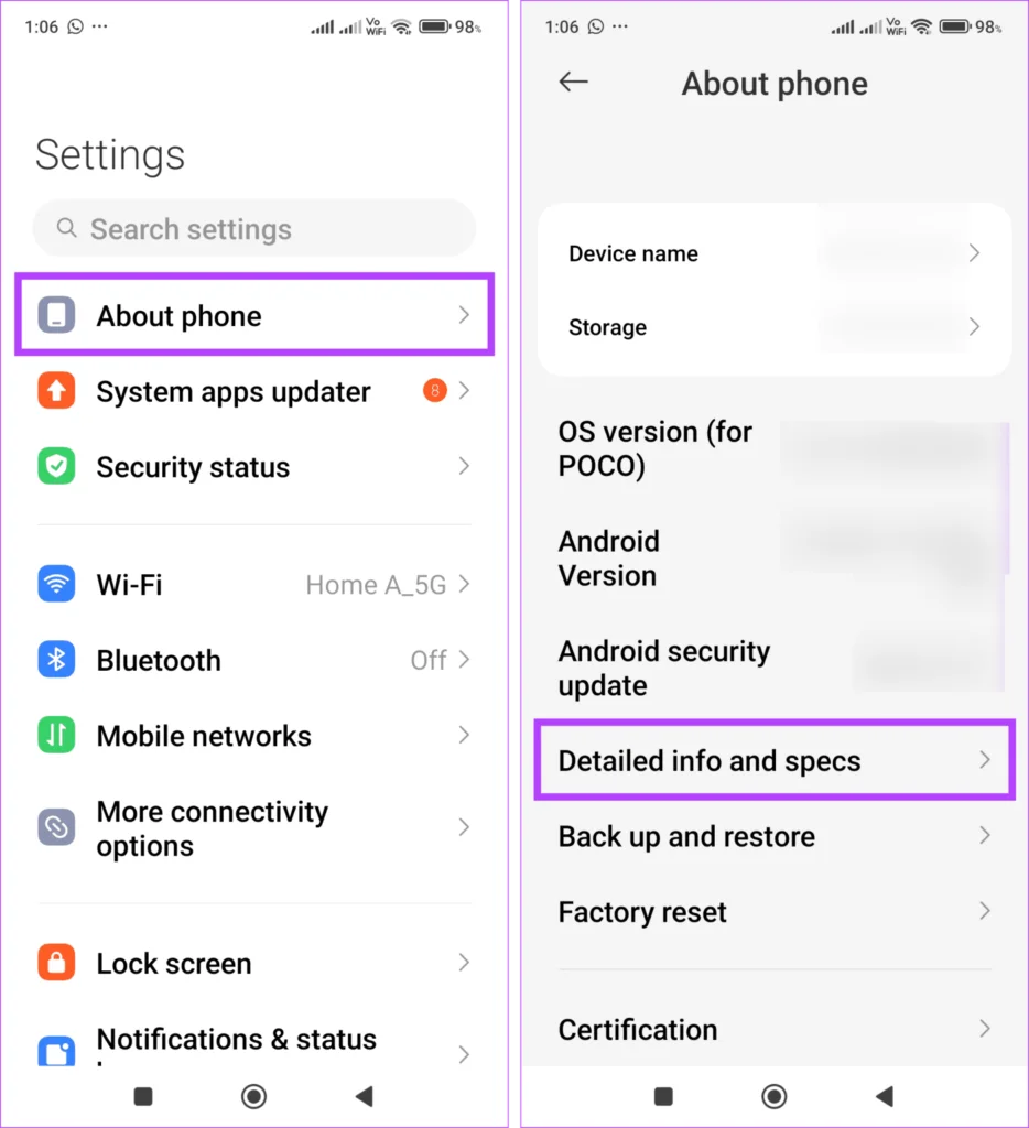 Open About Phone Xiaomi طريقة معرفة نوع المعالج للاندرويد