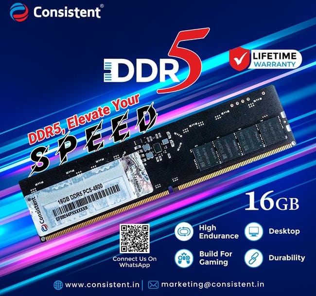 Consistent 16GB DDR5 4800MHz RAM