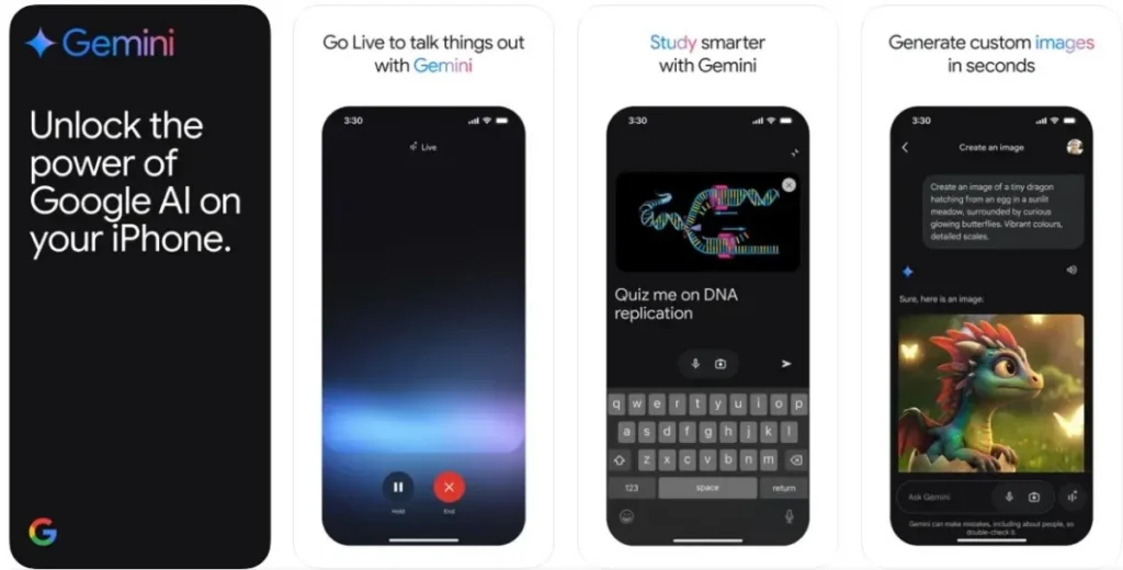 Google Gemini app on iOS