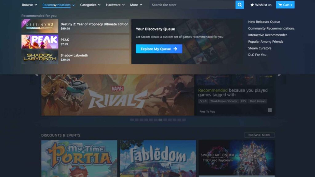تحديث ضخم في متجر Steam